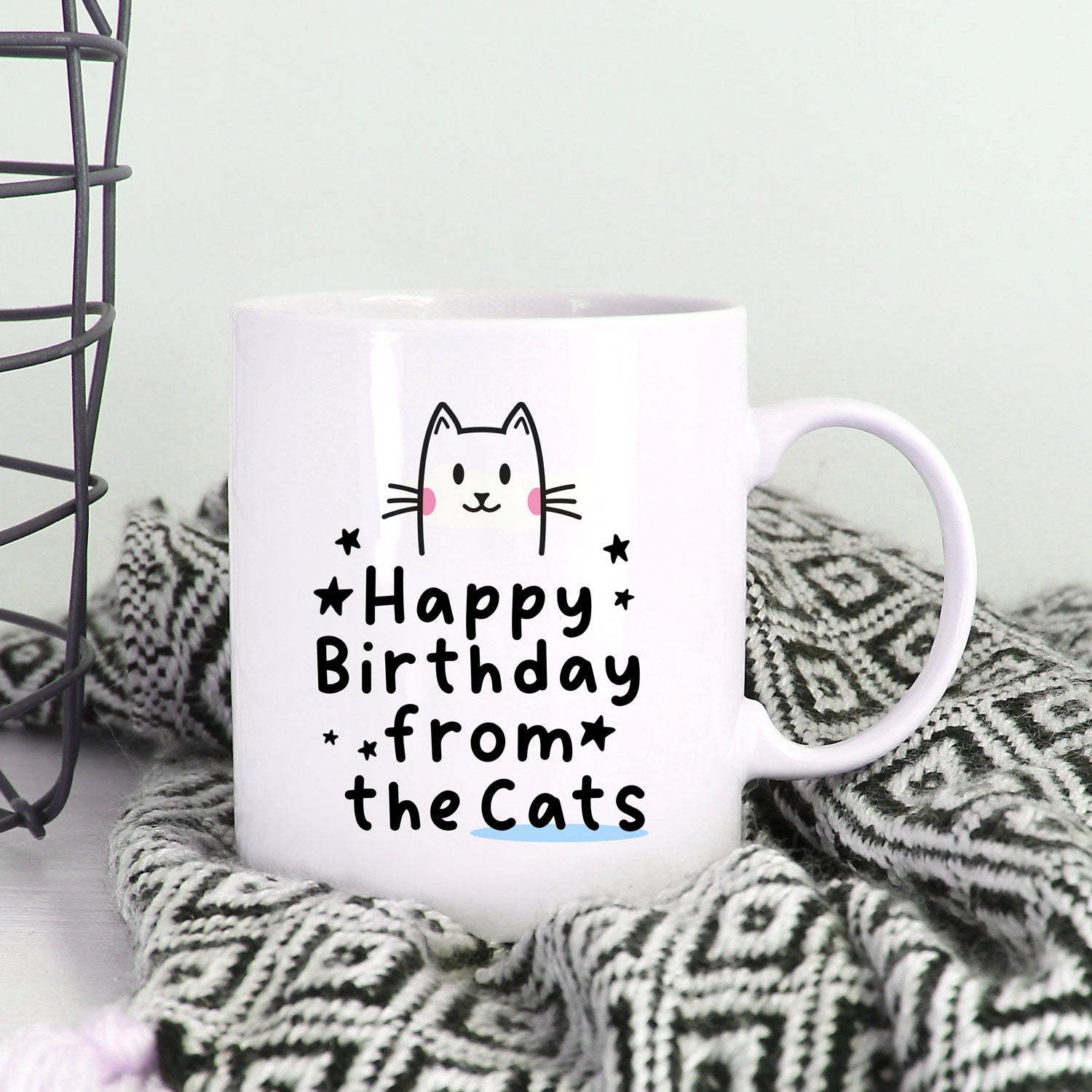 Gepersonaliseerde Kattenmok met Namen – “Happy Birthday from the Cats” – Uniek Cadeau voor Kattenliefhebbers Creasowl