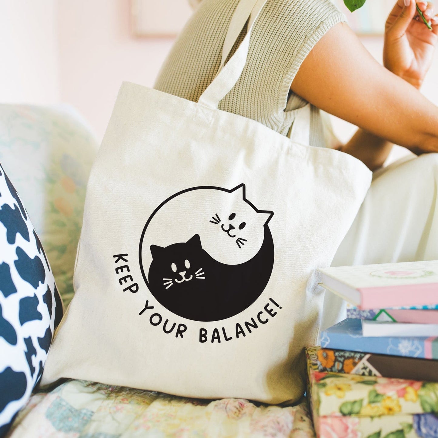 Keep your balance - tote bag - Boodschappentas 38 x48 cm