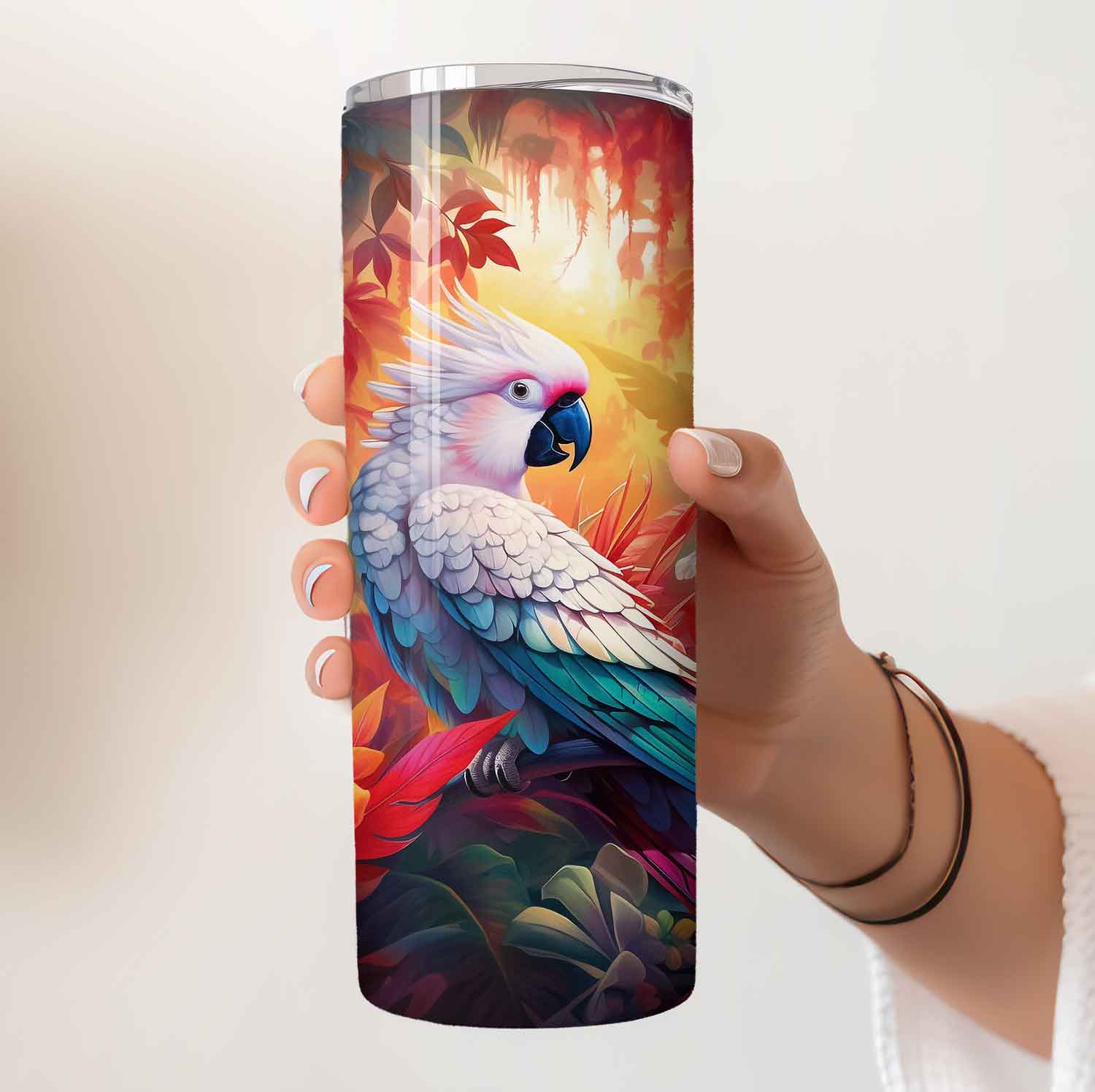 Kleurrijke kaketoe tumbler
