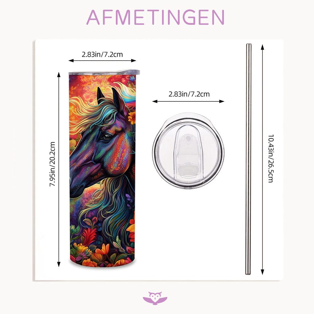 Kleurrijke paarden tumbler met bloemen