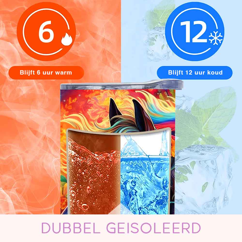 Kleurrijke paarden tumbler met bloemen