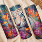 Kleurrijke witte tijger tumbler met bloemen