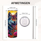 Kleurrijke wolf tumbler met bloemen
