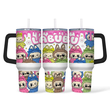 Labubu 40oz Tumbler met Rietje – Schattige Geïsoleerde Beker