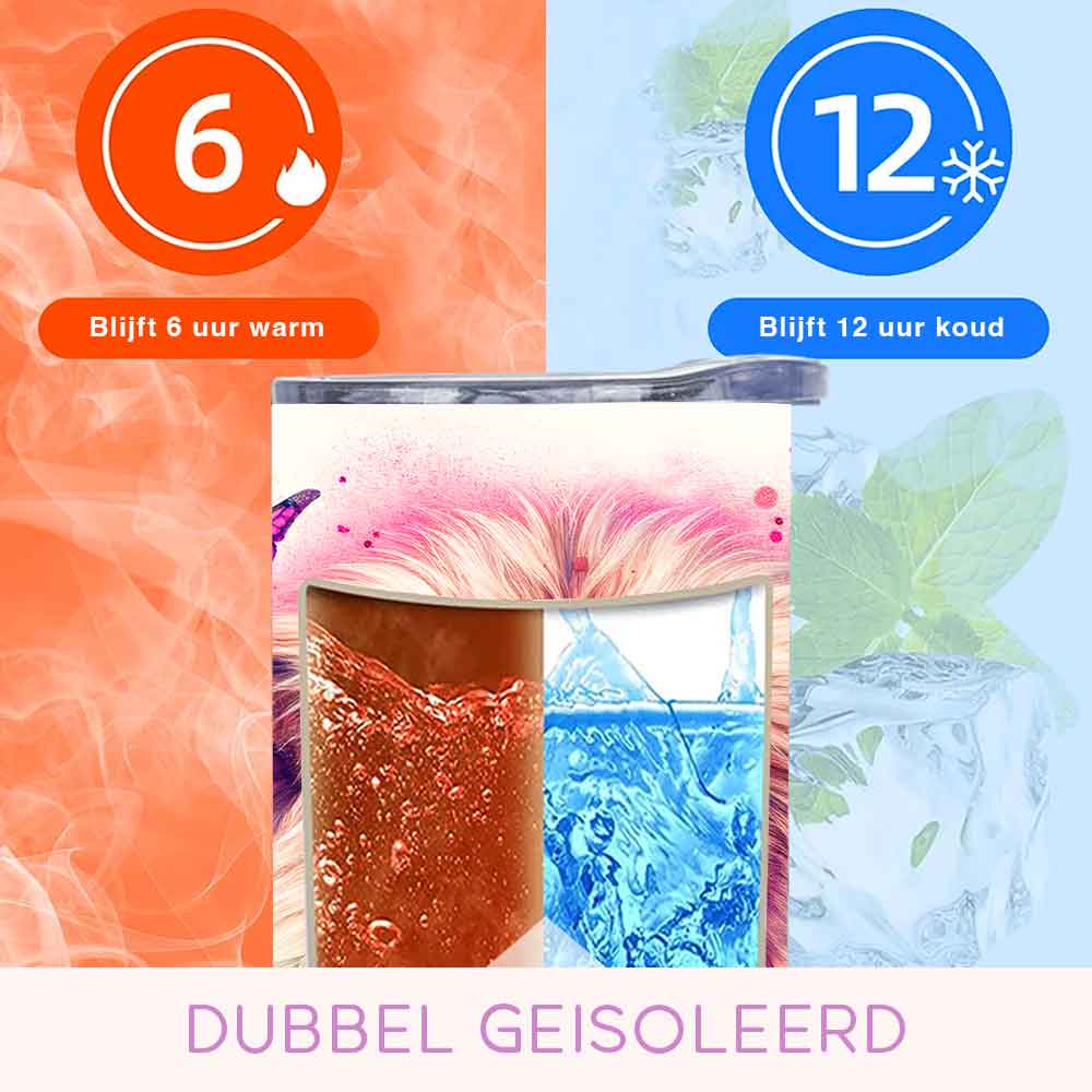 Leeuw met bloemen drinkbeker