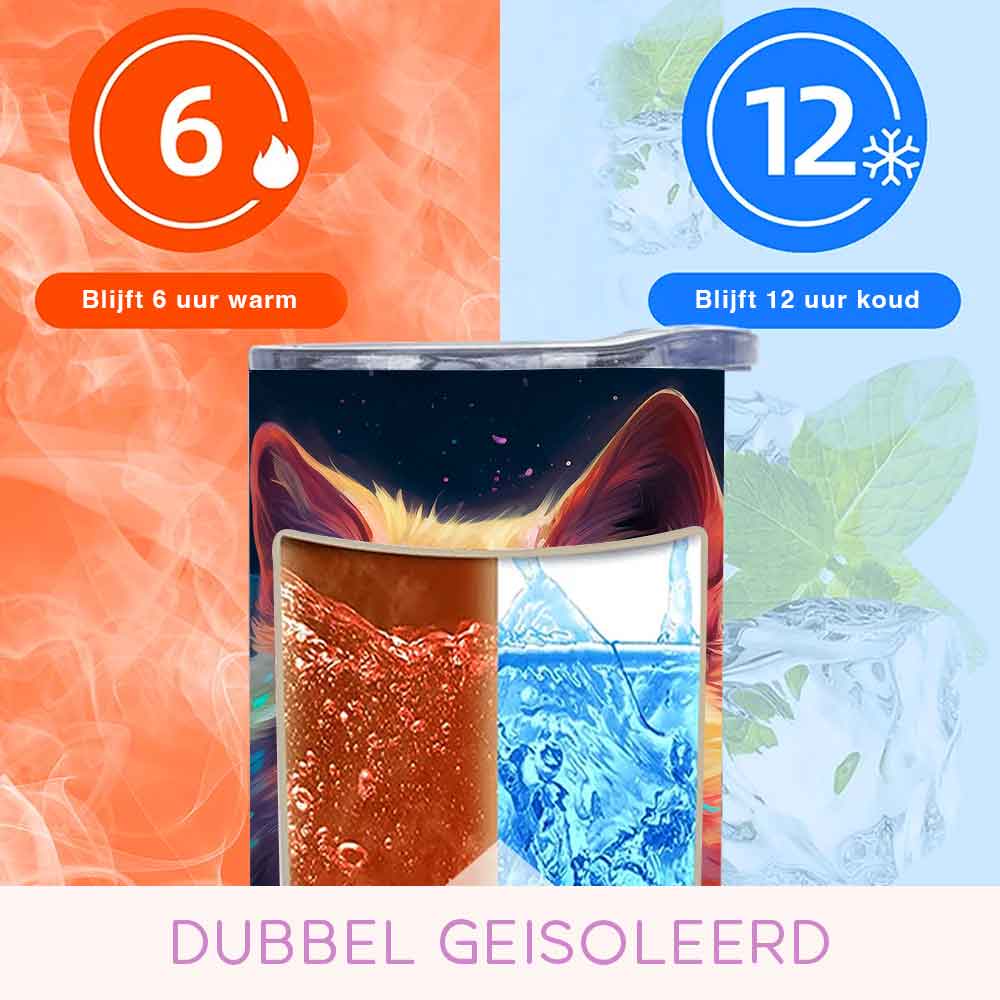 Levendige wolf tumbler met bloemen