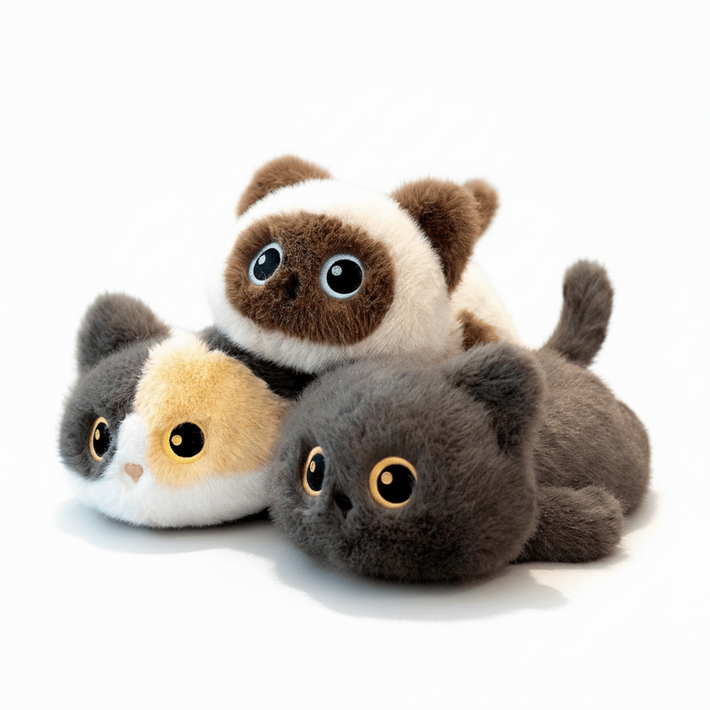 Liggende Kat Knuffel – 17/30/40 cm – Siamese & Cartoon Kat – Tashanger of Knuffel – Zacht Pluche Cadeau