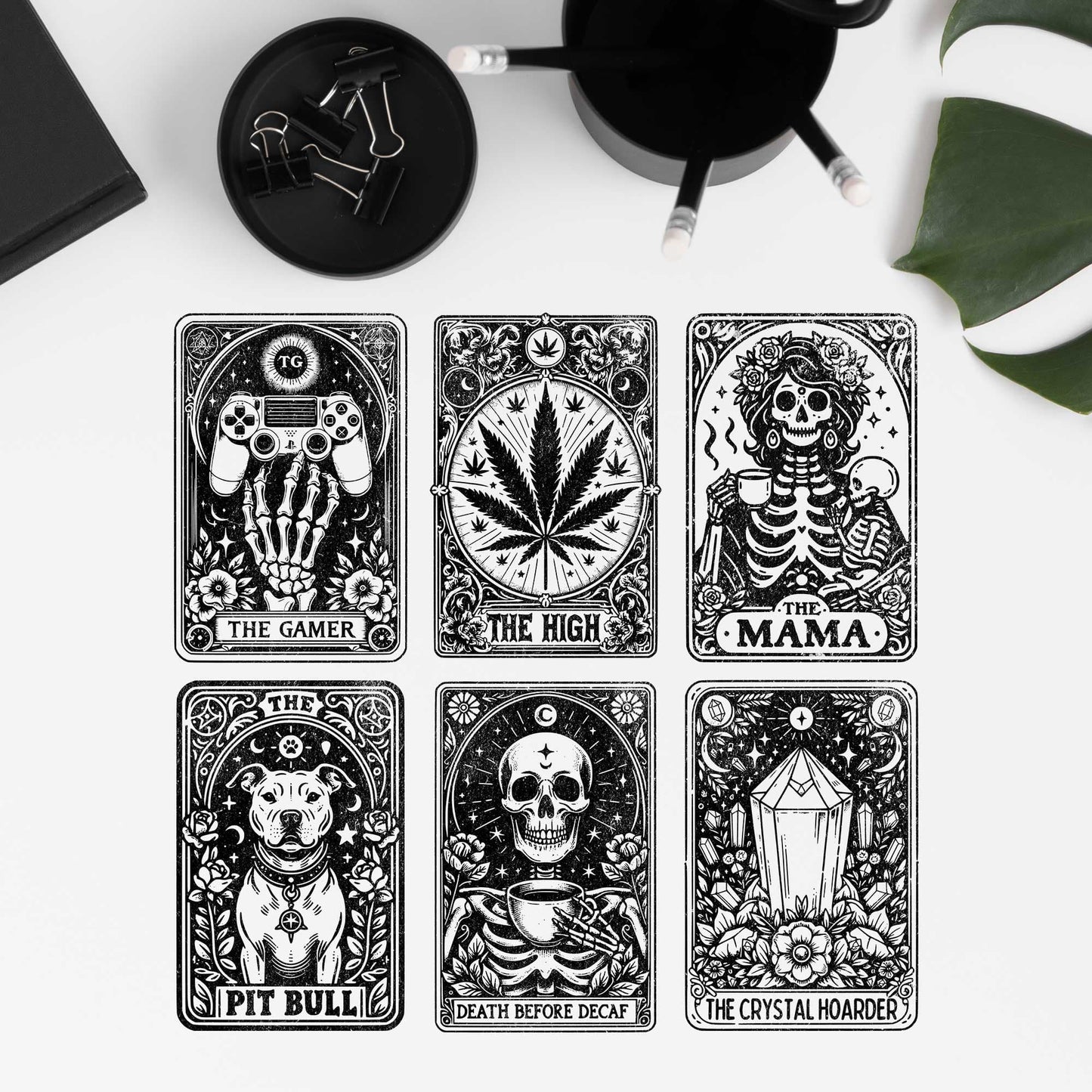 Magische tarot witglazen bekers met rietje - diverse varianten
