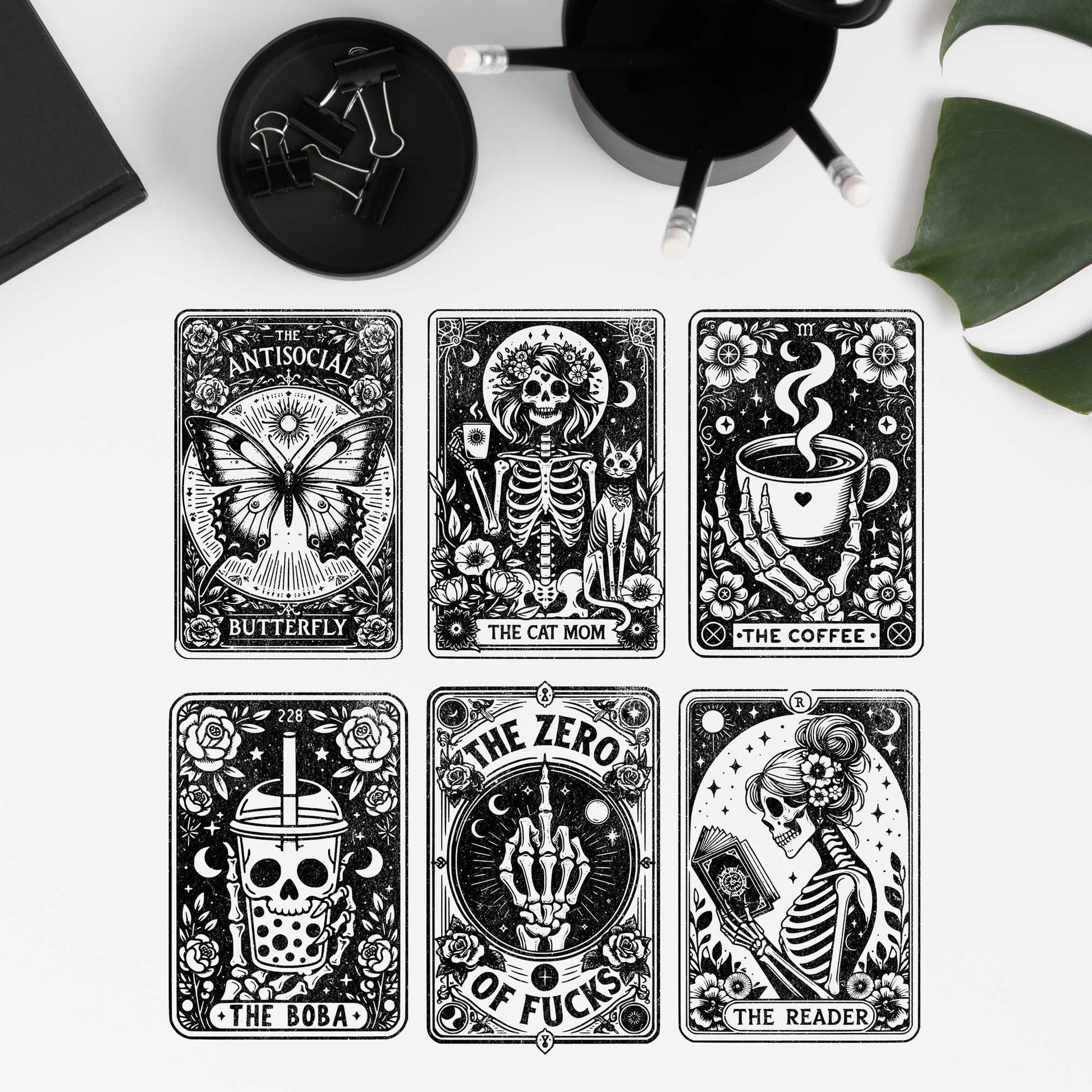 Magische tarot witglazen bekers met rietje - diverse varianten
