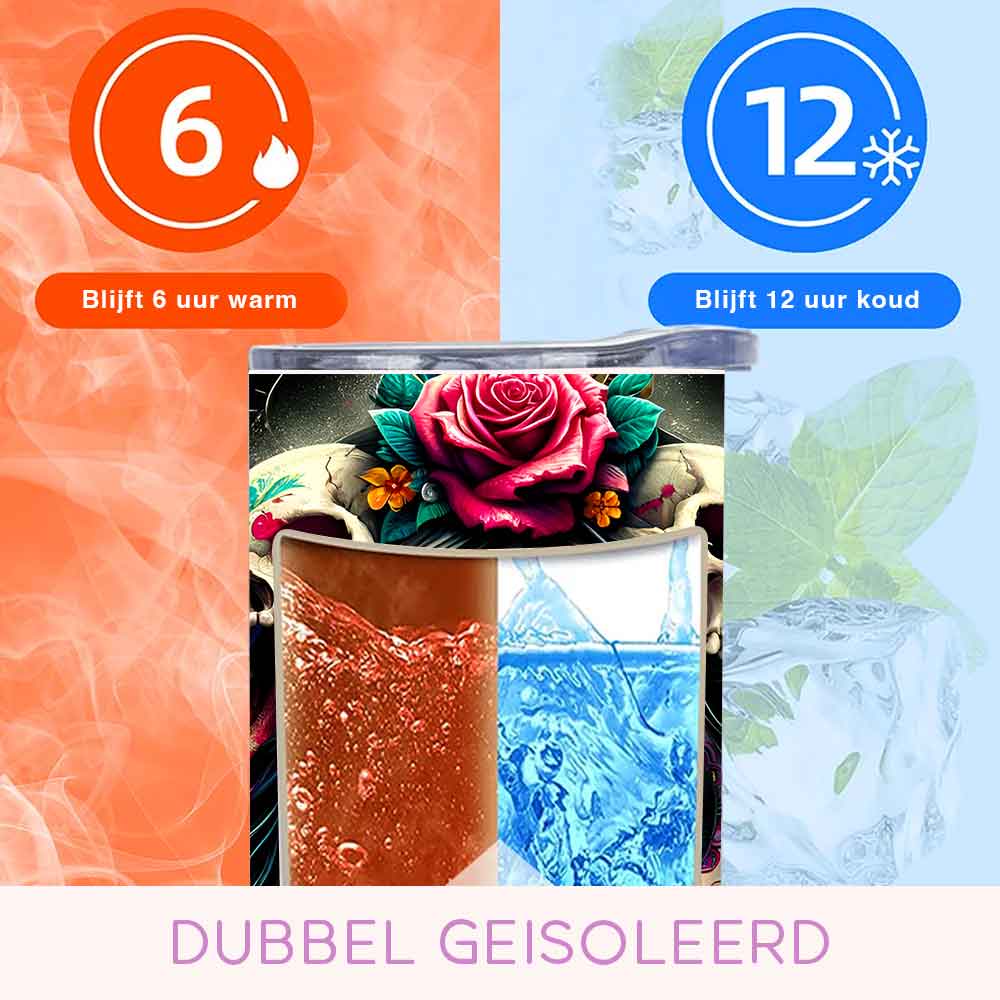 Mijn winkel Day of the Dead Tumbler - Vier het Leven met Kleurrijke Herinneringen!