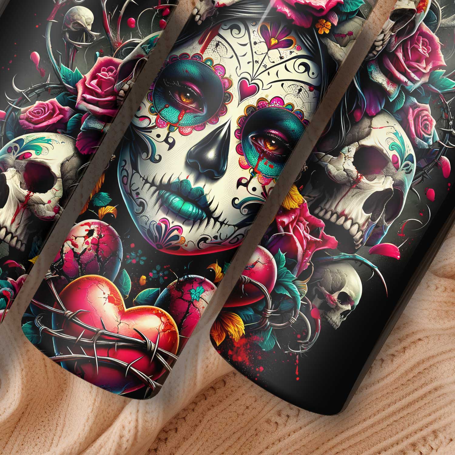 Mijn winkel Day of the Dead Tumbler - Vier het Leven met Kleurrijke Herinneringen!