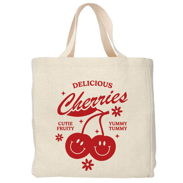 Mijn winkel Delicious cherries tote bag - Boodschappentas 38 x48 cm