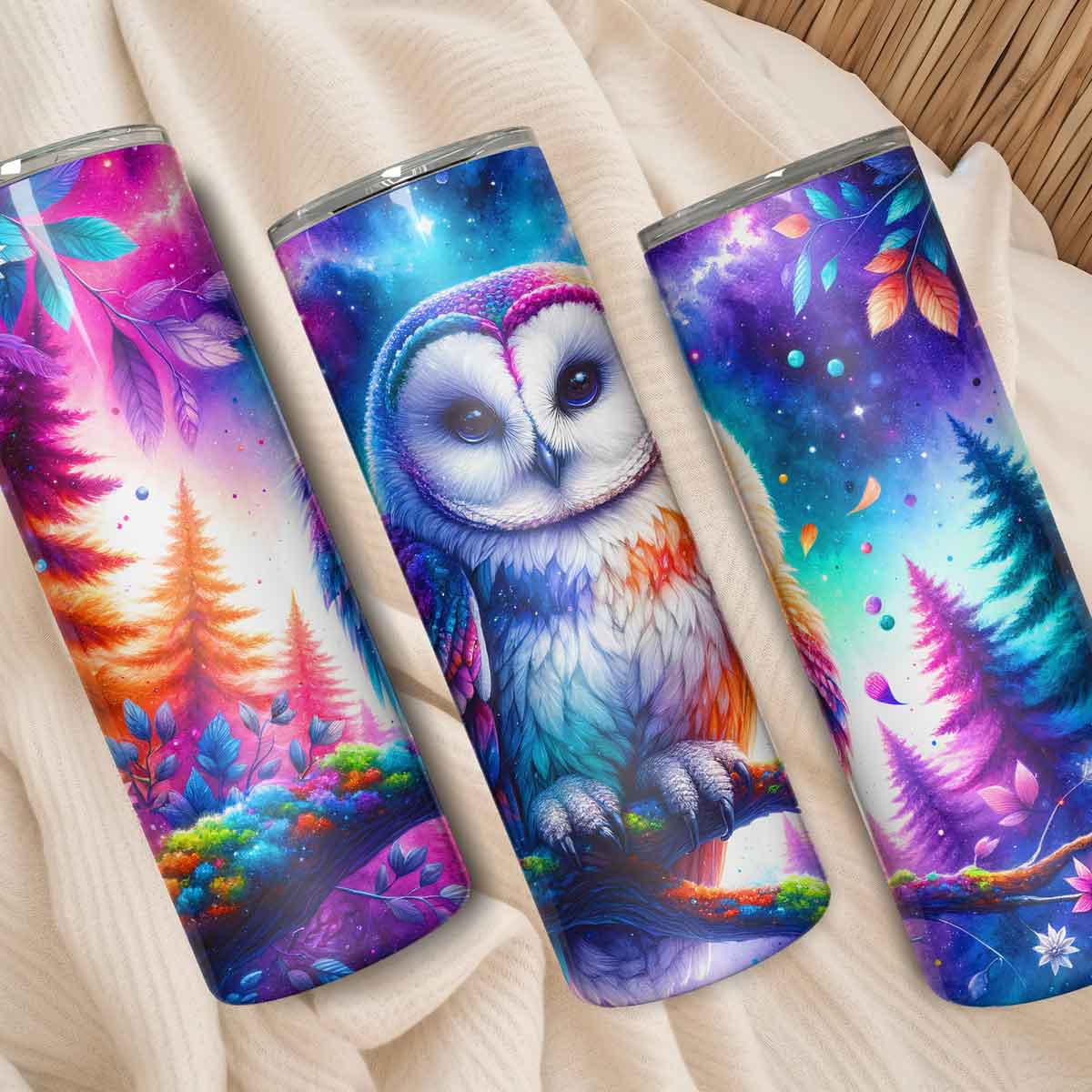 Mijn winkel Drinkbeker uil met galaxy achtergrond