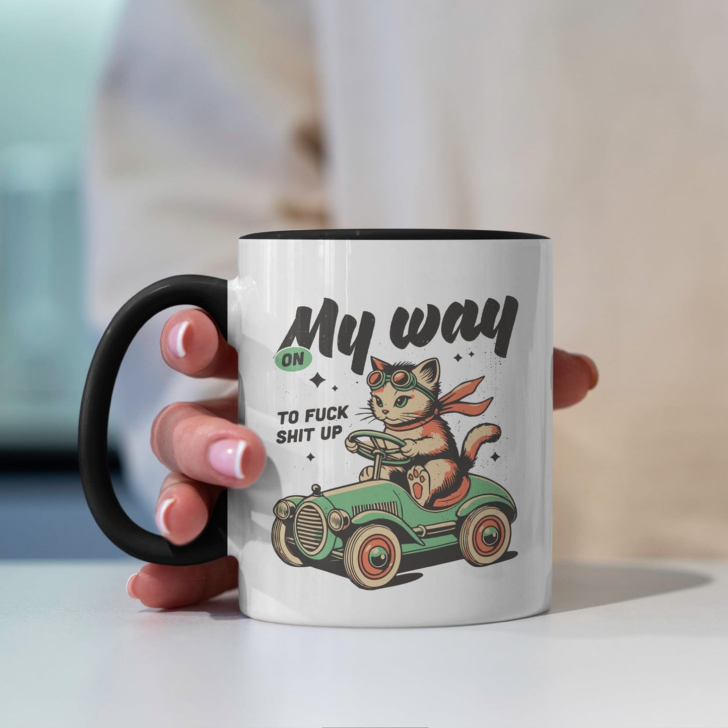 Mijn winkel F*ck shit up kat koffiemok met spreuk