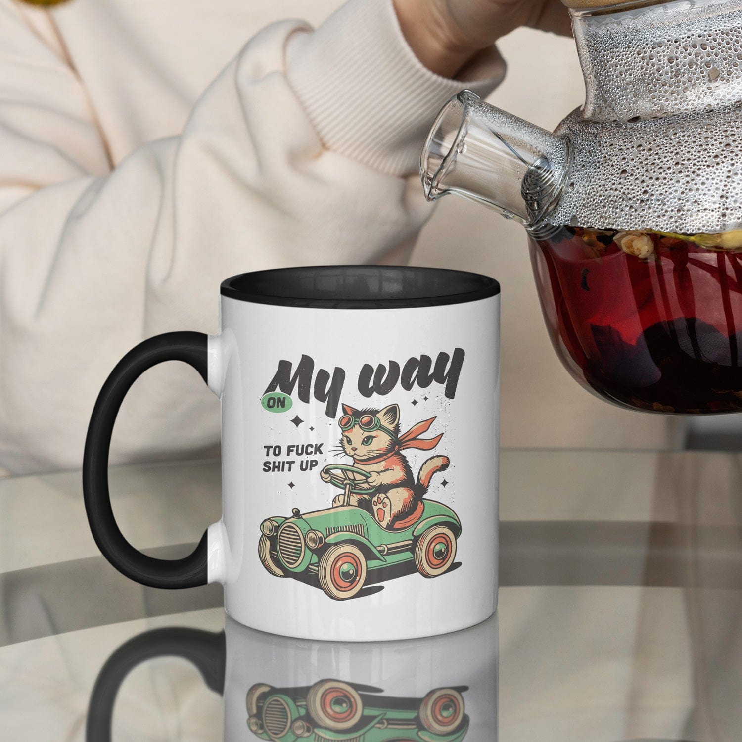 Mijn winkel F*ck shit up kat koffiemok met spreuk