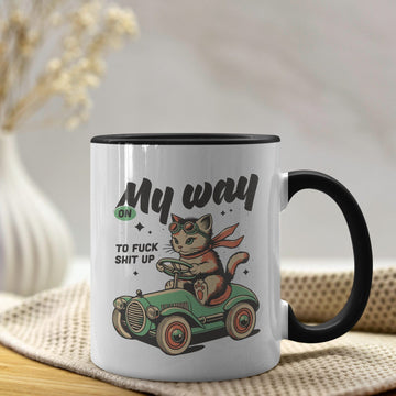 Mijn winkel F*ck shit up kat koffiemok met spreuk