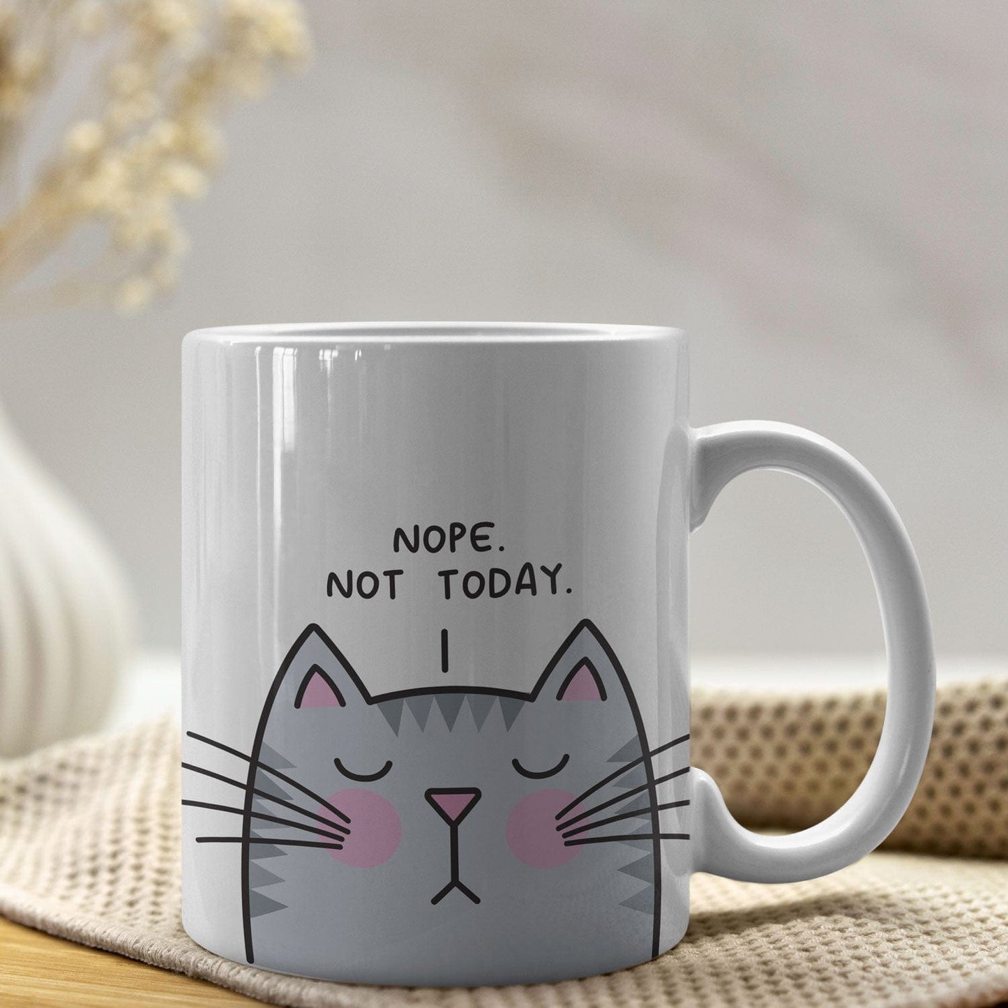 Mijn winkel Grijs Nope, not today katten mok - drie kleuren