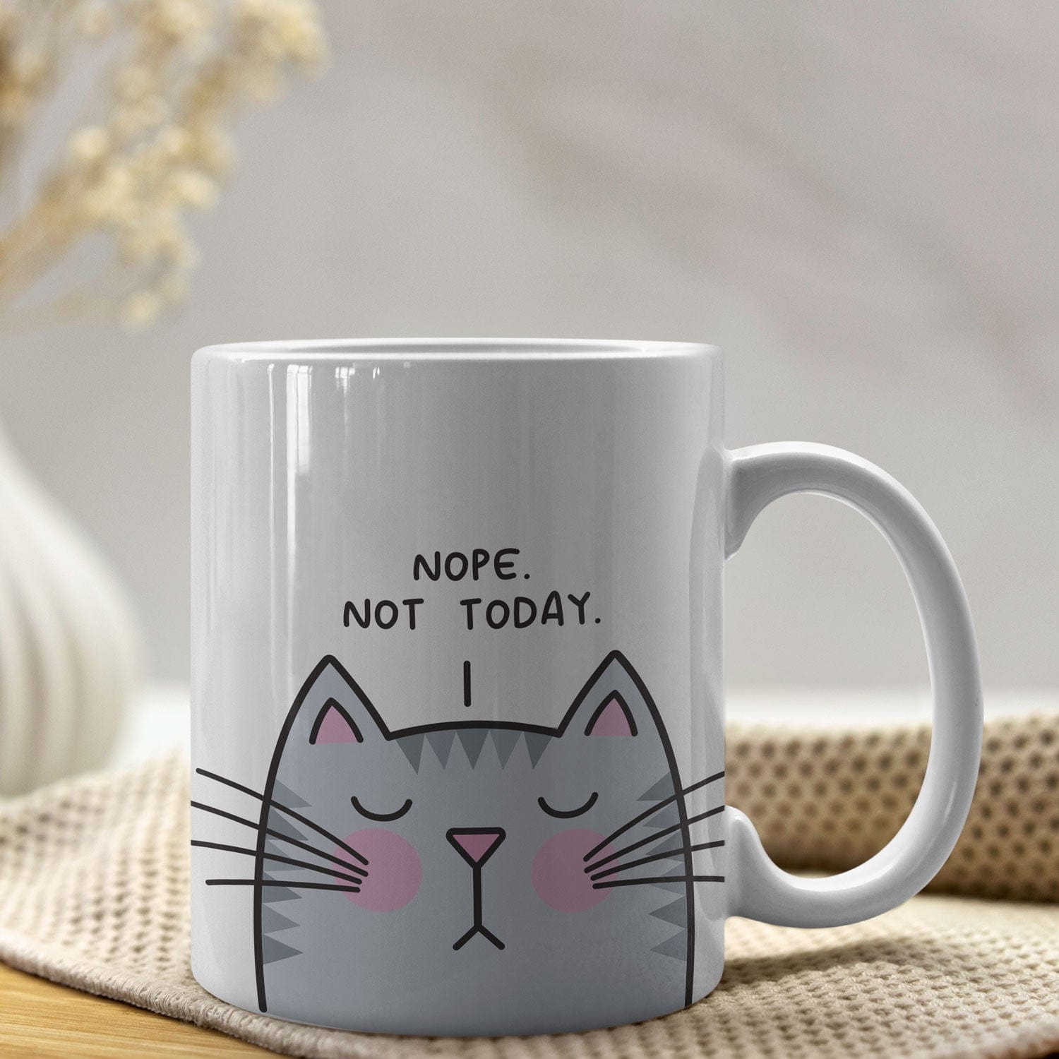 Mijn winkel Grijs Nope, not today katten mok - drie kleuren