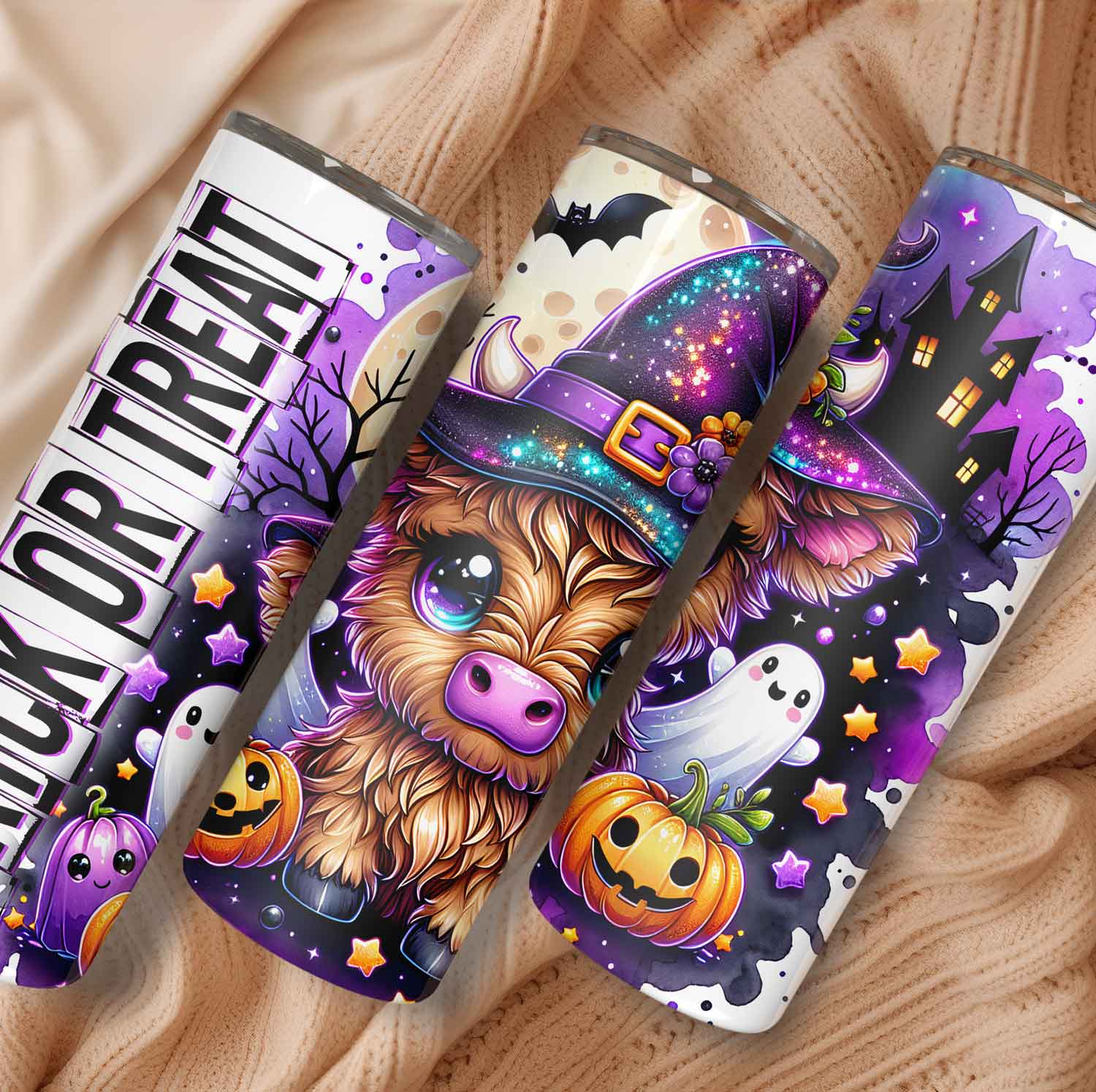 Mijn winkel Halloween Trick or Treat Schattig Highland Koetje Tumbler