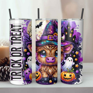 Mijn winkel Halloween Trick or Treat Schattig Highland Koetje Tumbler
