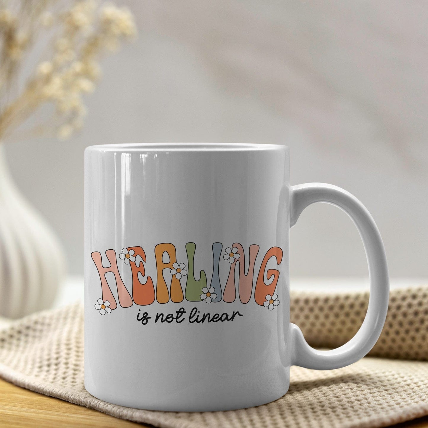 Mijn winkel Healing Is Not Linear" Mok – Een Herinnering voor de Moeilijke Dagen
