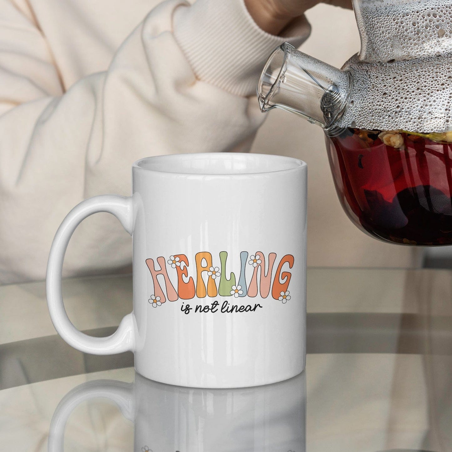Mijn winkel Healing Is Not Linear" Mok – Een Herinnering voor de Moeilijke Dagen