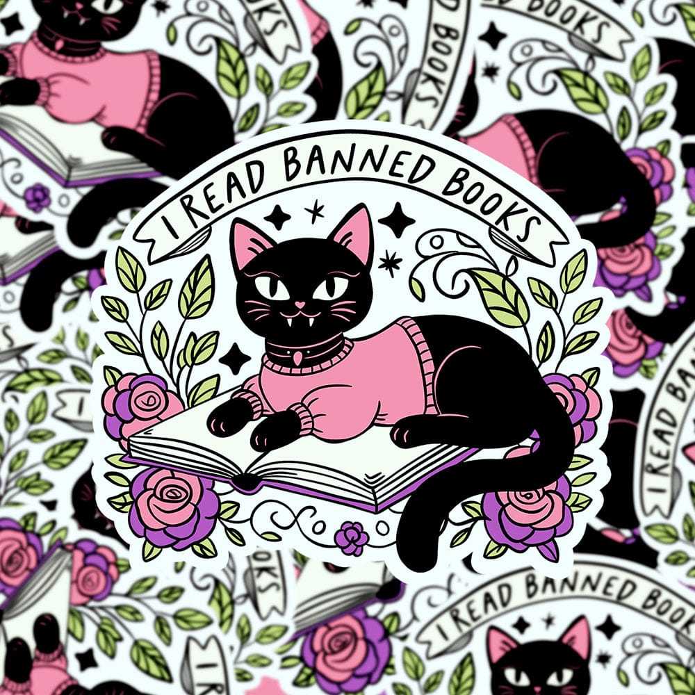 Mijn winkel I read banned books waterdichte vinyl sticker