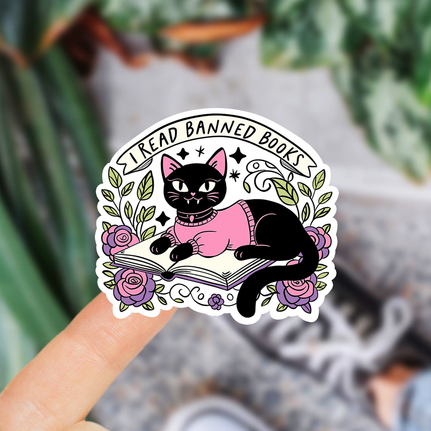 Mijn winkel I read banned books waterdichte vinyl sticker