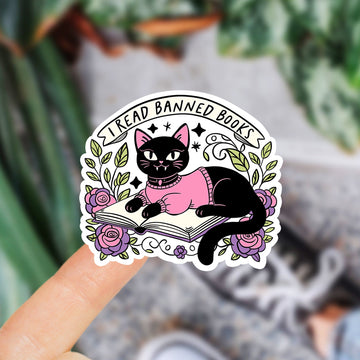 Mijn winkel I read banned books waterdichte vinyl sticker