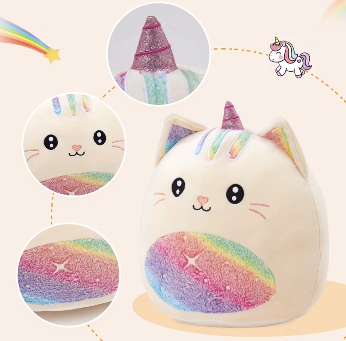 Mijn winkel Kawaii Eenhoorn Squishy Regenboog Kat Knuffel – 30 cm
