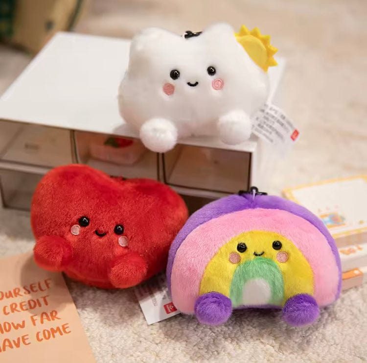 Mijn winkel Kawaii Pluche Sleutelhanger – Hart, Regenboog of Wolk (12 cm) – Tas Accessoire