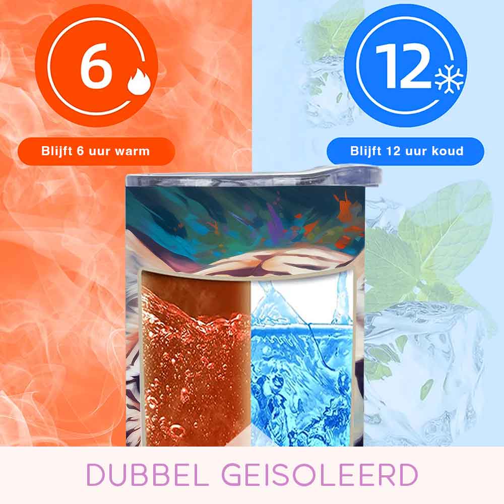 Mijn winkel Kleurrijke witte tijger tumbler met bloemen