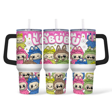 Mijn winkel Labubu 40oz Tumbler met Rietje – Schattige Geïsoleerde Beker
