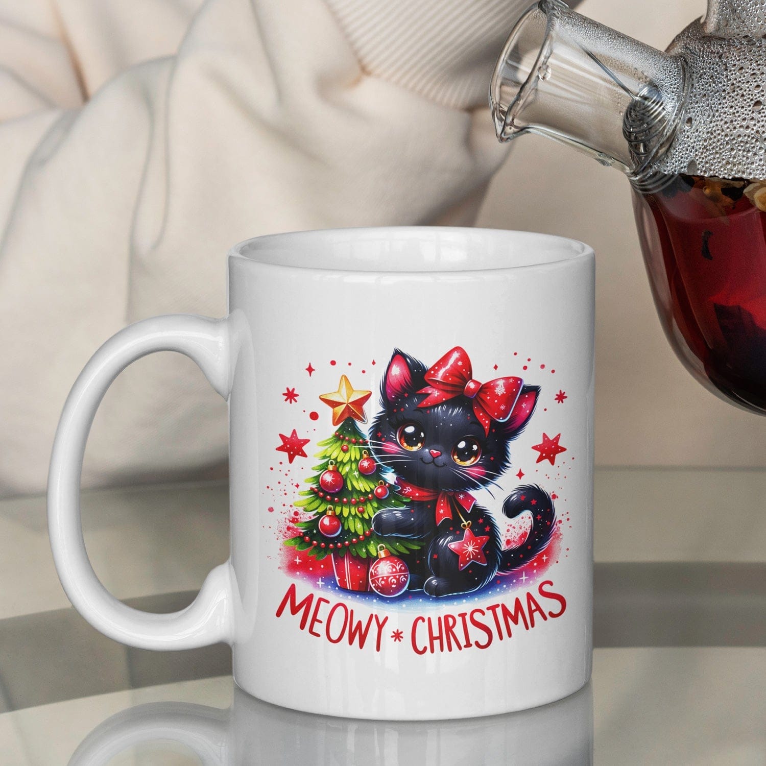 Mijn winkel Meowy Christmas Mok 325ml – Kerst Koffiemok met Katten Illustratie