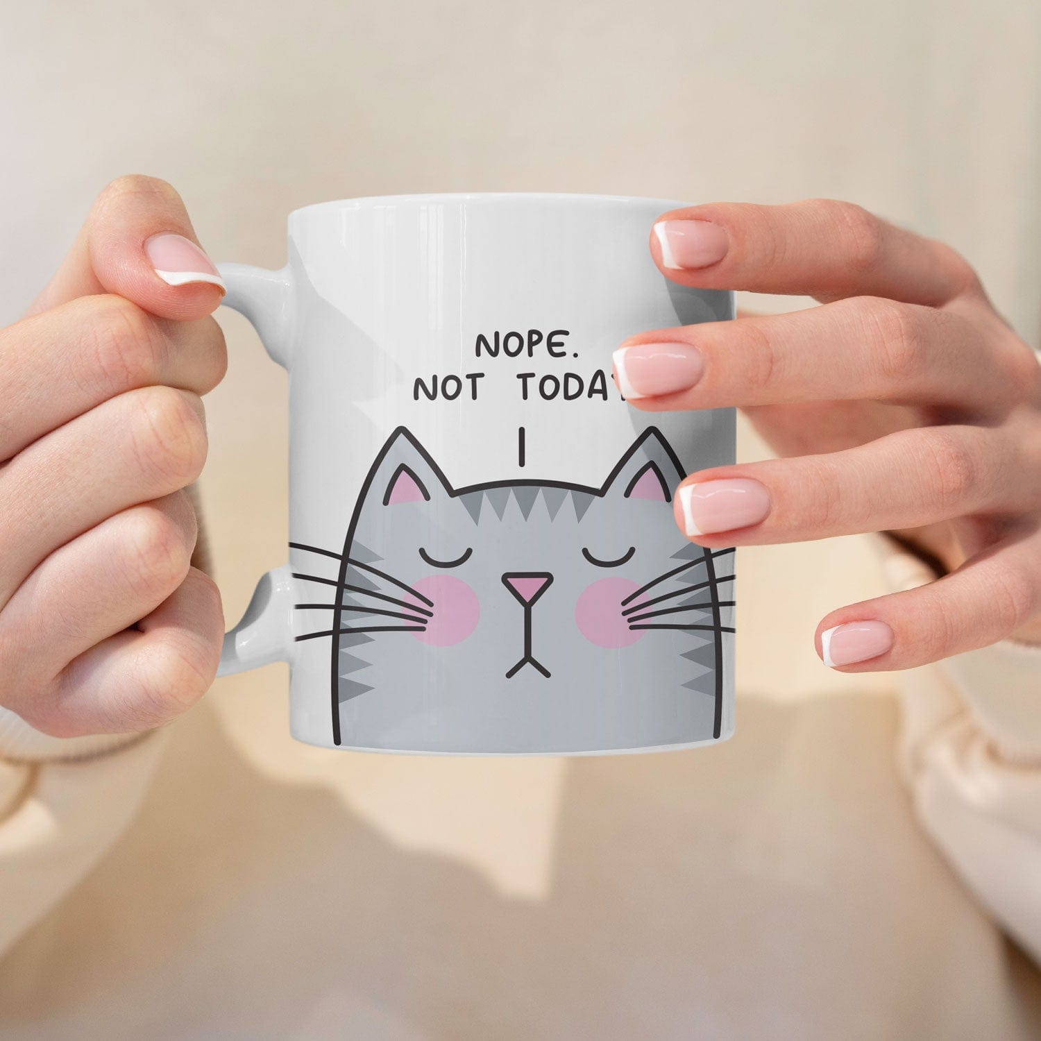Mijn winkel Nope, not today katten mok - drie kleuren