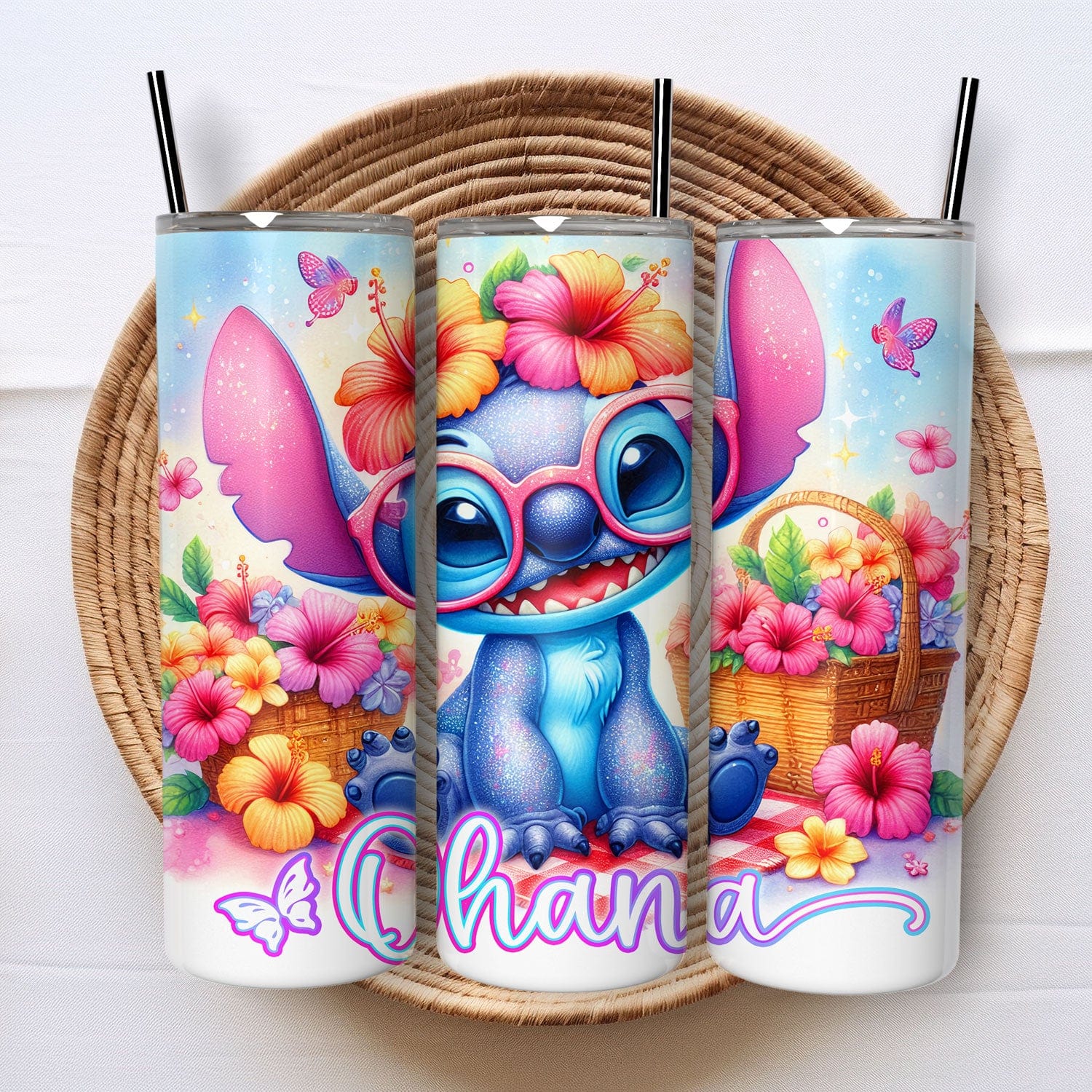 Mijn winkel Ohana Stitch Tumbler 600ml – Cartoon Drinkbeker met Deksel & Metalen Rietje – He