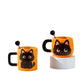 Mijn winkel Oranje Katten Koffiemok – Schattig Zwart Kattenkopje