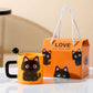 Mijn winkel Oranje Katten Koffiemok – Schattig Zwart Kattenkopje