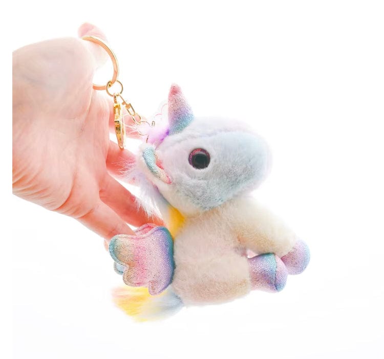 Mijn winkel Pluche Eenhoorn Sleutelhanger 12 cm in Regenboogkleuren