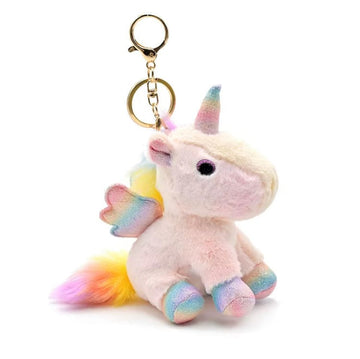 Mijn winkel Pluche Eenhoorn Sleutelhanger 12 cm in Regenboogkleuren