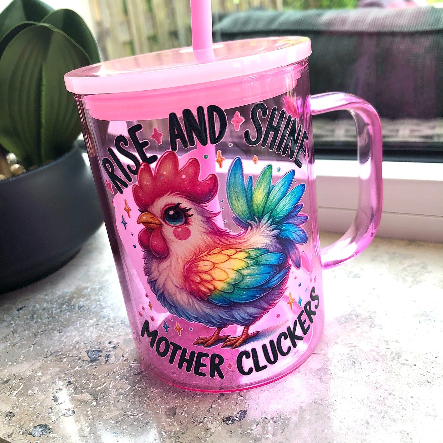 Mijn winkel Rise and Shine Mothercluckers glazen mok 450ml