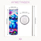 Mijn winkel Stitch Bloemen Drinkbeker 600ml – Herbruikbare Cartoon Tumbler met Deksel & Riet