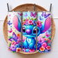 Mijn winkel Stitch Bloemen Tumbler 600ml – Met Deksel & Herbruikbaar Metalen Rietje – Vroli