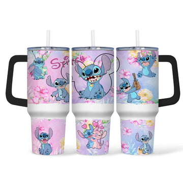 Mijn winkel Stitch Tumbler 40oz met Rietje – Thermosbeker met Cartoon Design