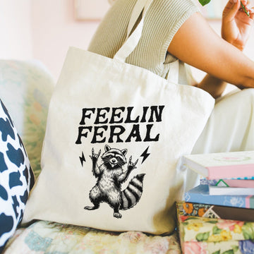 Mijn winkel Wasbeer “Feelin Feral” tote tas
