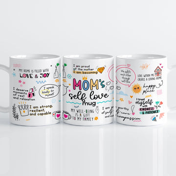 Moms Selflove Mok 💕 – Positieve Affirmaties Moederdag Cadeau | Keramische Mok 330ml Creasowl