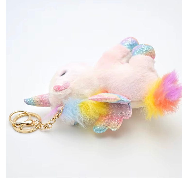 Pluche Eenhoorn Sleutelhanger 12 cm in Regenboogkleuren