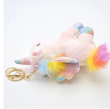 Pluche Eenhoorn Sleutelhanger 12 cm in Regenboogkleuren
