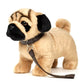 Pug Knuffel Staand met Riem 26 cm – Uni-Toys Eco-Line – 100% Gerecycled Pluche Hond – Zachte Honden Knuffel – Duurzaam Cadeau voor Kinderen