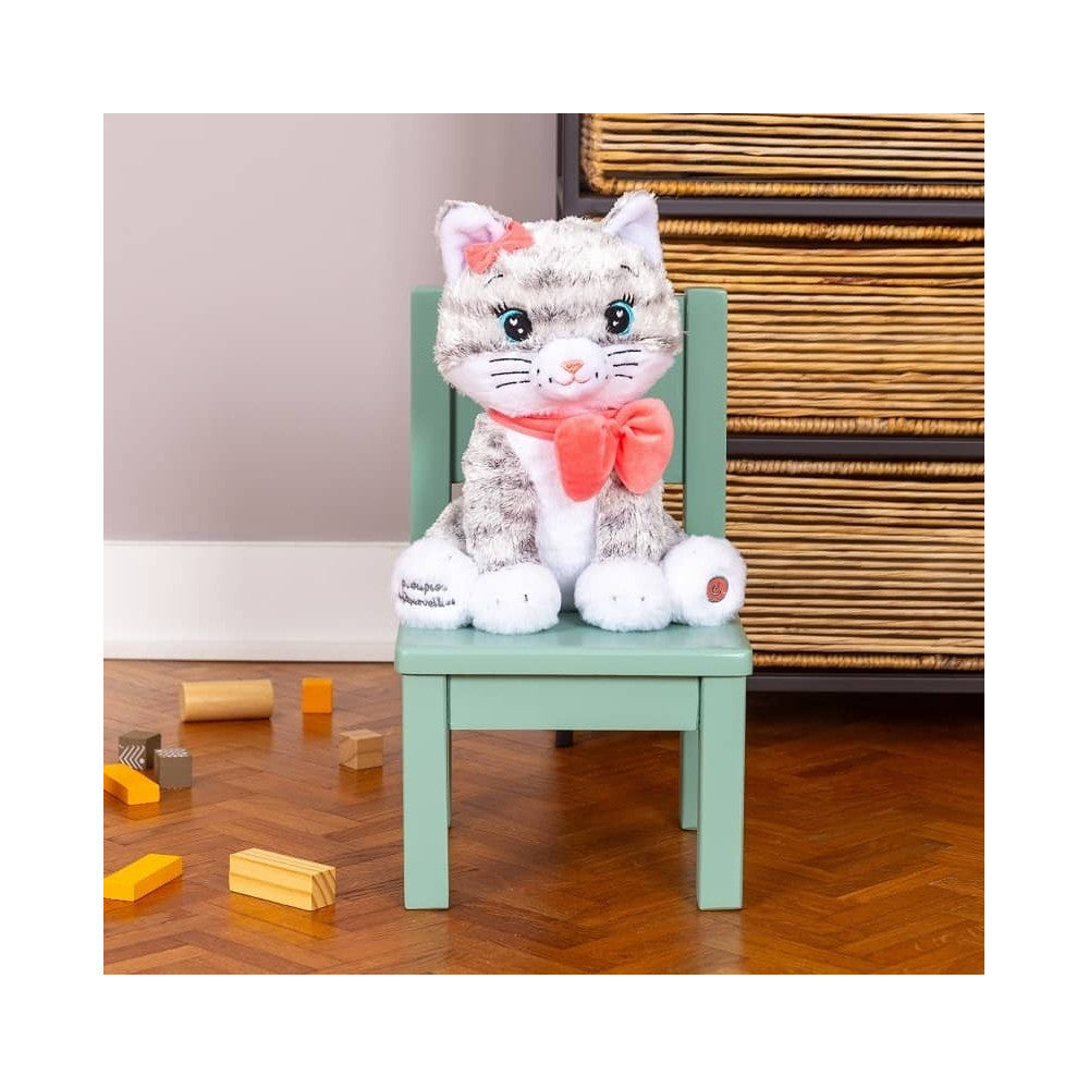 Moustache Knuffel Nachtlampje Kat 28 cm – Lichtgevende en Muzikale Kitten – Zachte Pluche Knuffel met Muziek en Lampje Creasowl